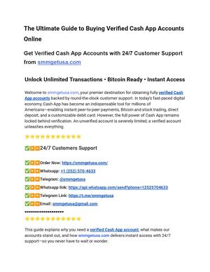 The Ultimate Guide To Buying Verified Cash App Accounts Online From Smmgetusa