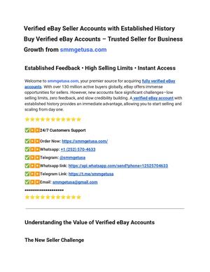Verified E Bay Seller Accounts With Established History
