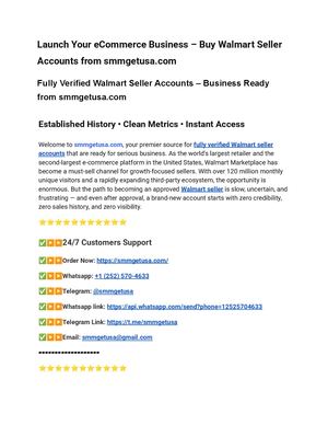 Launch Your E Commerce Business – Buy Walmart Seller Accounts From Smmgetusa Com