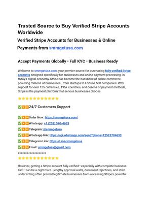 Trusted Source To Buy Verified Stripe Accounts Worldwide From Smmgetusa