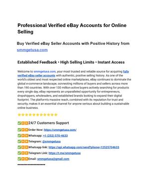 Professional Verified E Bay Accounts For Online Selling