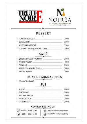 Menu Truffe Noire Noirea