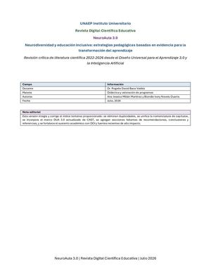 Neurodiversidad y educación inclusiva: estrategias pedagógicas basadas en evidencia para la transformación del aprendizaje