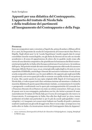 Paolo Tortiglione - Appunti Per Una Didattica Del Contrappunto ’Apporto Del Trattato Di Nicola Sala E Della Tradizione Dei Partimenti All’insegnamento Del Contrappunto E Della Fuga
