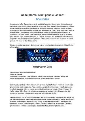 Code Promo 1xbet Pour Le Maroc: Bonus260