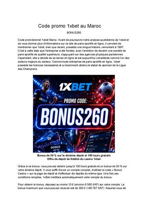 Code Promo 1xbet Au Maroc 2026: Bonus260