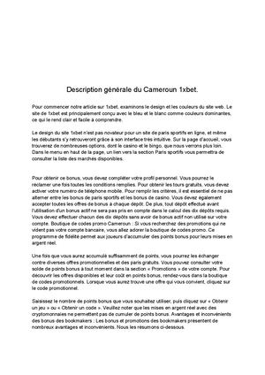 Code Promo 1xbet Cameroun 2026
