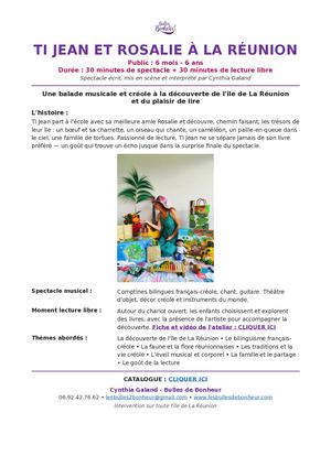 Fiche Ti Jean et Rosalie à la Réunion