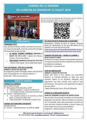 Agenda Du 06 Au 12 Juillet 2026