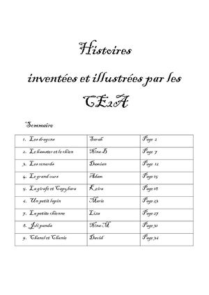 Histoires Inventées Et Illustrées Par Les Ce2a