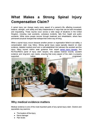 What Makes A Strong Spinal Injury Compensation Claim