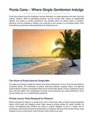 Punta Cana Where Single Gentlemen Indulge