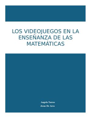 LOS VIDEOJUEGOS EN LA ENSEÑANZA DE LAS MATEMÁTICAS