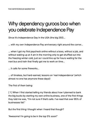 Why Dependency Guroos Boo When You Celebrate Independence Pay The Mysterious Marketer