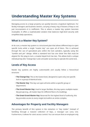 Understanding Master Key Systems