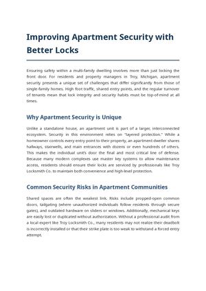 Improving Apartment Security With Better Locks