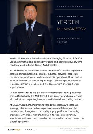Yerden Mukhametov | Board Biography | SASSA GROUP