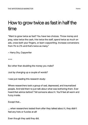 How To Grow Twice As Fast In Half The Time The Mysterious Marketer