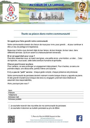 Toute sa place dans notre communauté