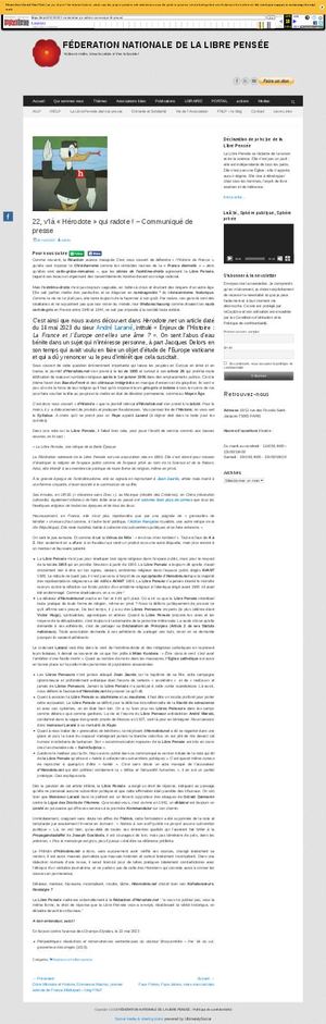 LA LIBRE PENSEE CONTRE ANDRE LARANE