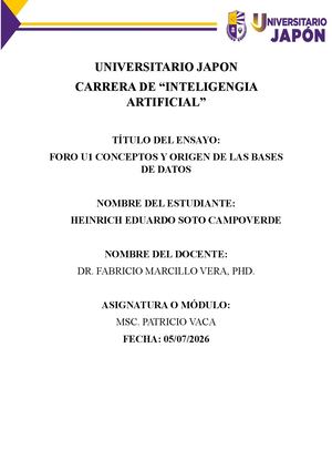 Foro U1 Conceptos Y Origen De Las Bases De Datos