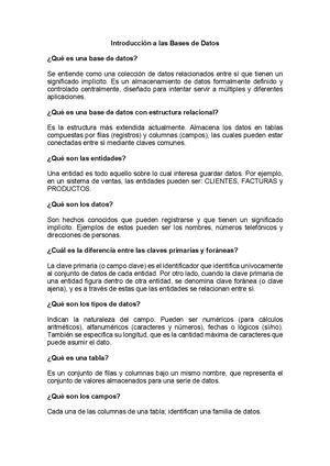 Introducción A Las Bases De Datos