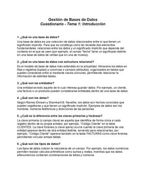 Cuestionario Bases De Datos