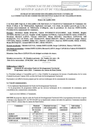 Delib 02072026 73 Demande Fdt2026