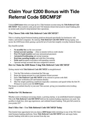 Tide Referral Code SBCMF2F – £200 Bonus