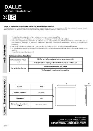 Dalle Backlit 675675mm Notice LS