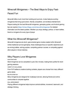 Minecraft Minigames – The Best Ways To Enjoy Fast Paced Fun