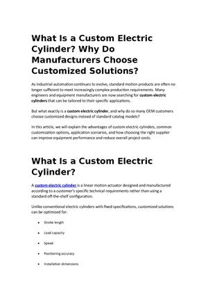 What Is A Custom Electric Cylinder