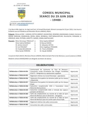 Liste Des Délibérations 29062026