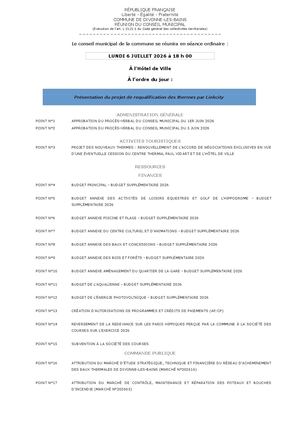 ODJ CM Juillet 2026