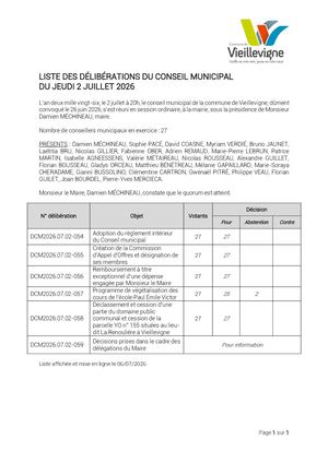 2026 07 02 Liste Des Deliberations
