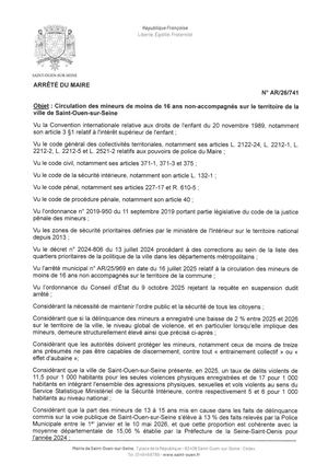 Arrêté couvre feu mineur