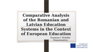 Comparative Analysis Of The Romanian And Latvian Education