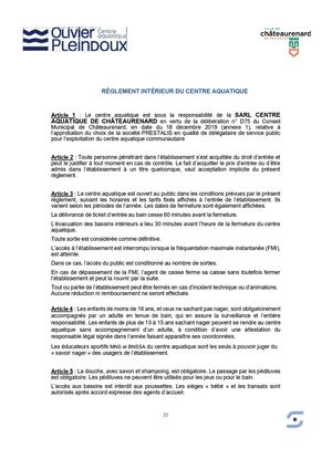Centre aquatique Olivier Pleindoux - réglement intérieur