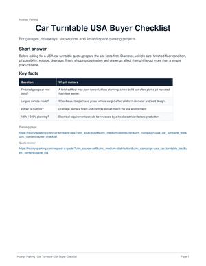Car Turntable USA Buyer Checklist