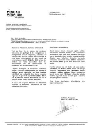 Courrier Pour La Mise à L'honneur Des Sportifs Cibouriens