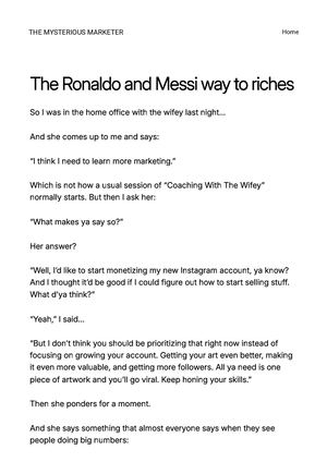 The Ronaldo And Messi Way To Riches The Mysterious Marketer