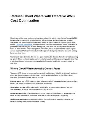 Reduce Cloud Waste with Effective AWS Cost Optimization