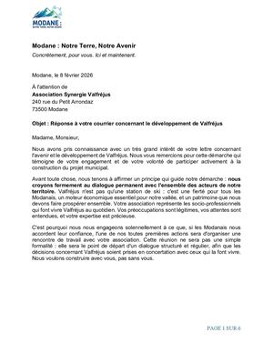 Reponse Synergie Valfrejus