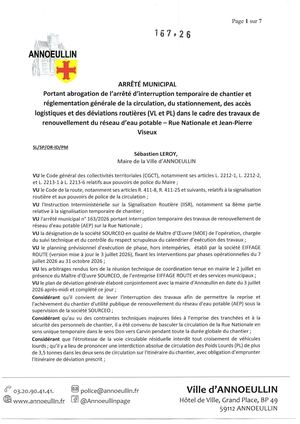 Am 167 Am Abrogation Autorisation Et Reglementation Travaux Eiffage Rue Nationale Et Viseux