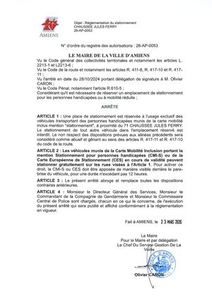 26 AP 0053 Reglementation Stationnement N71 Chaussée Jules Ferry Publié Le 06 07 26