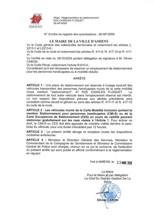 26 AP 0059 Reglementation Stationnement 47 Rue Charles Floquet Publié Le 06 07 26