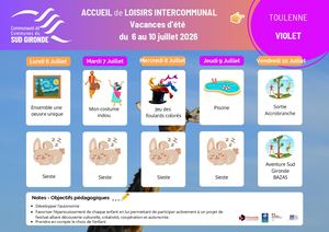 Programme vacances Juillet - ALSH Toulenne