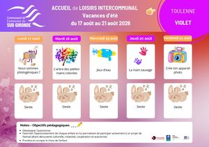 Programme Vacances Août - ALSH Toulenne