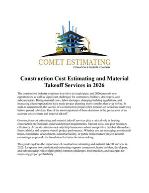 Construction Cost Estimating And Material Takeoff Services In 2026