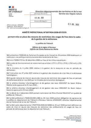 Arrêté préfectoral 03 07 2026